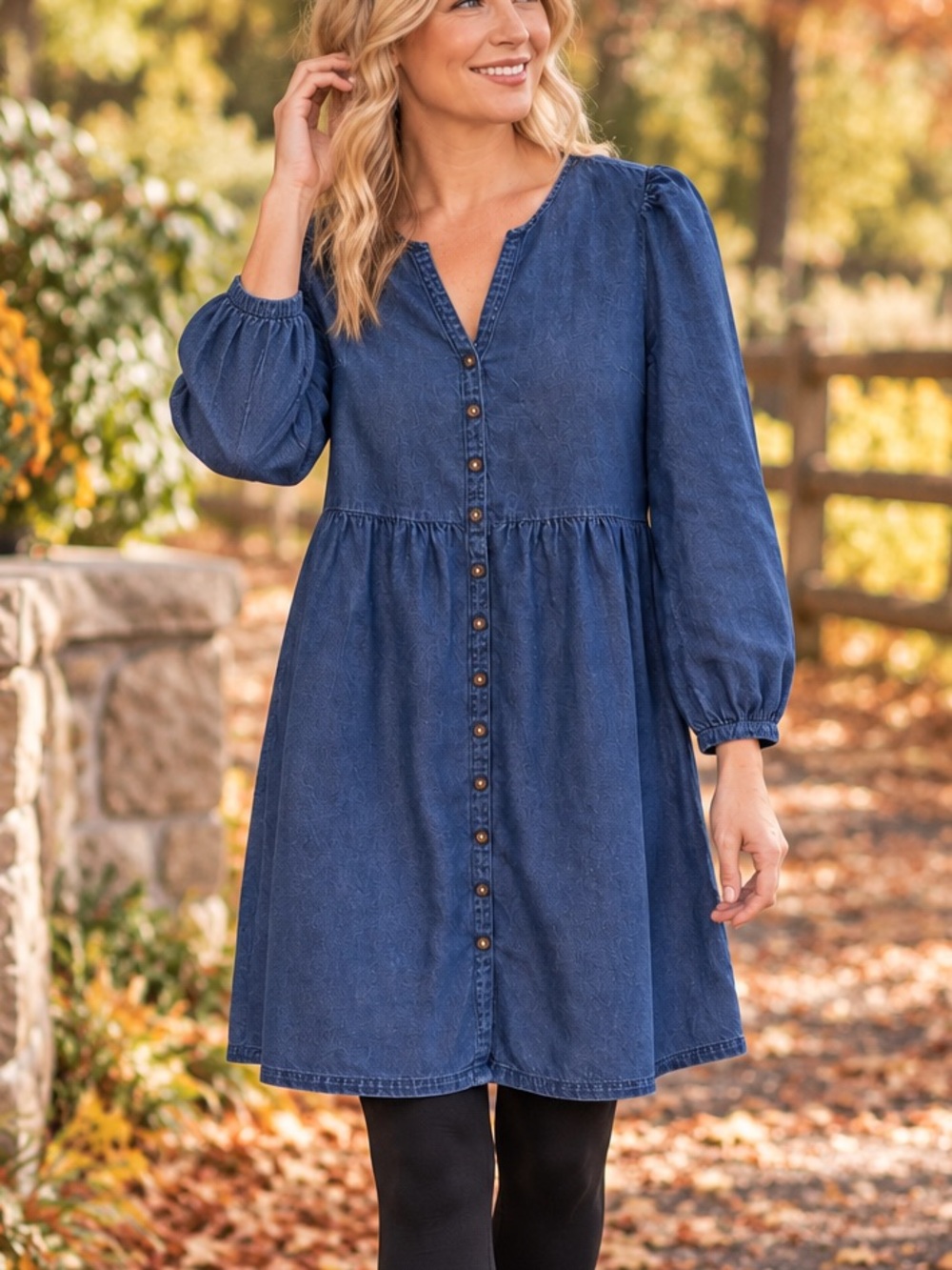 Old Navy Denim Babydoll Dress Women’s Small Cotton Mini Dress Cottagecore
